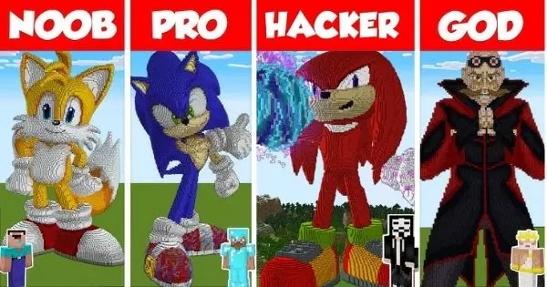 Are You Noob, Pro Or Hacker Sonic Build Challenge In Minecraft?